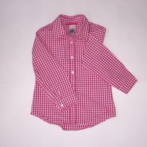 Little girls pink and white plaid shirt